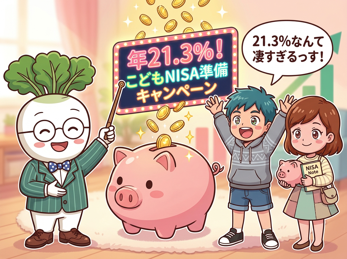 年21.3％金利！こどもNISAキャンペーン | カブ先生のお金の学校