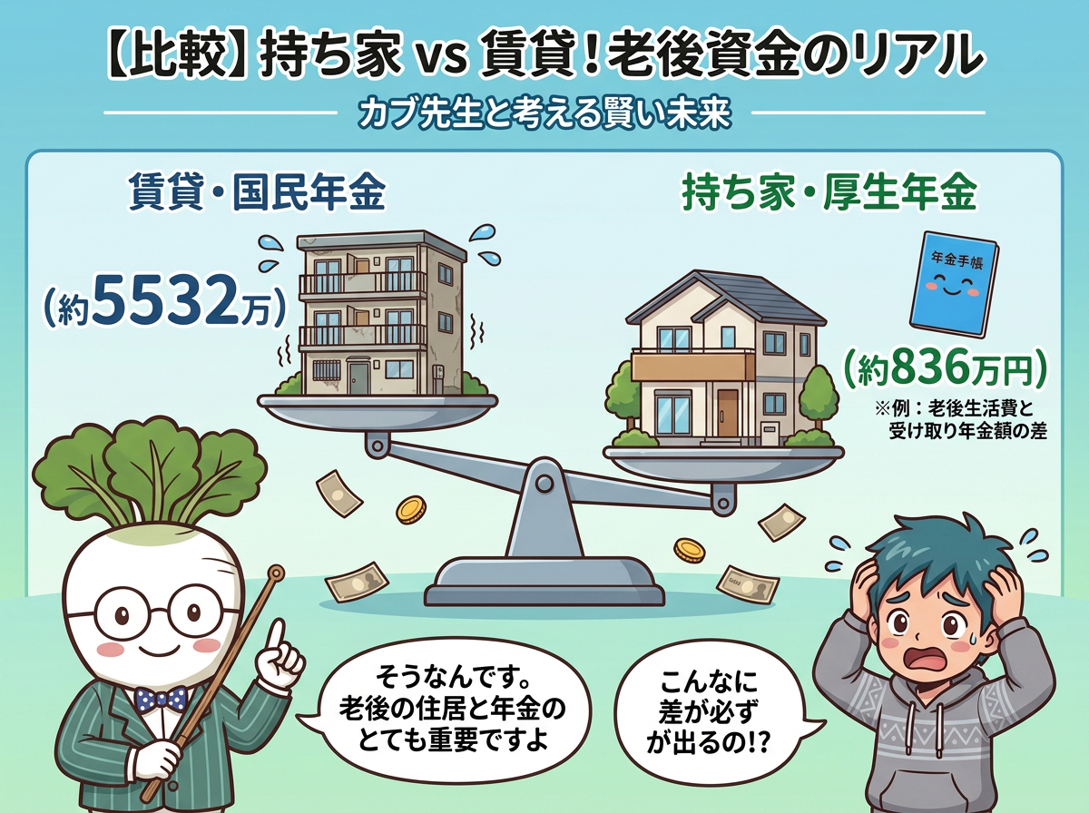 老後資金いくら必要？持ち家・賃貸比較 | カブ先生のお金の学校