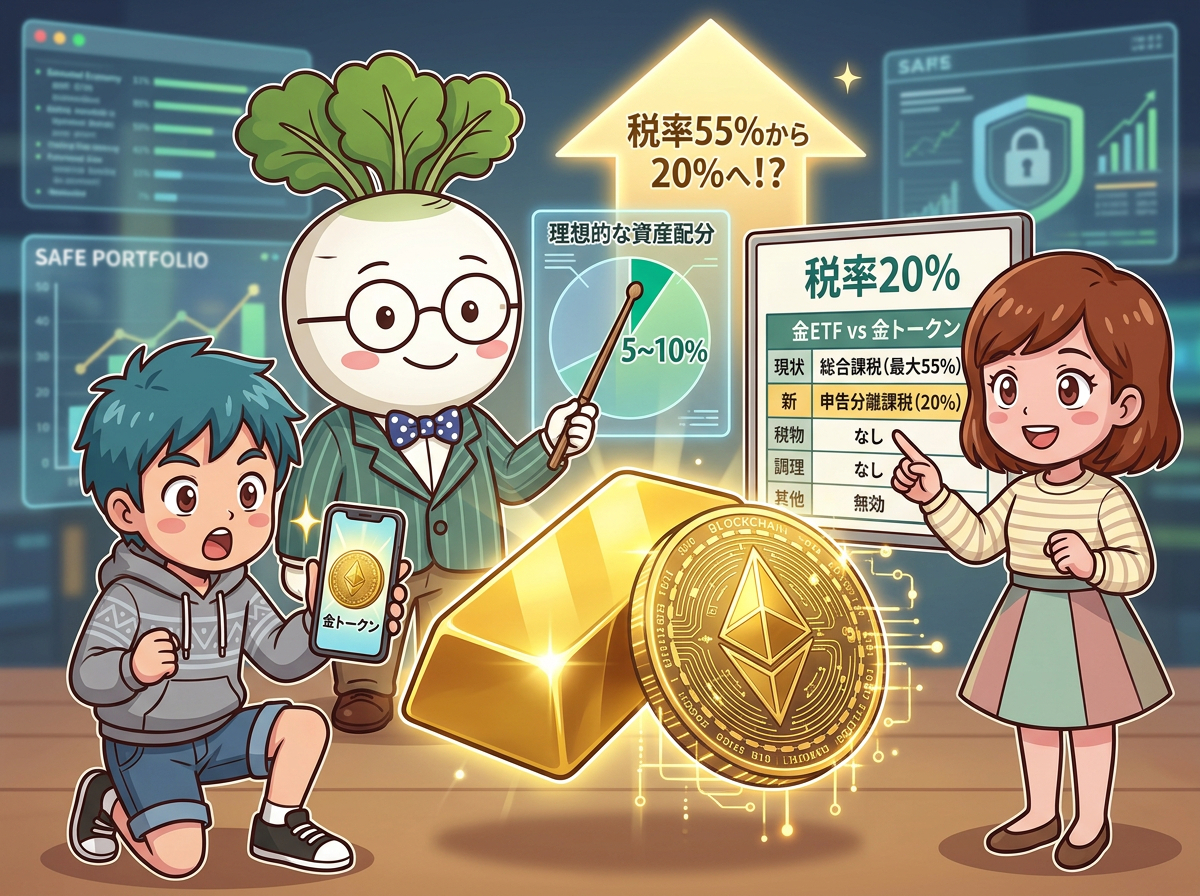 金トークン（デジタルゴールド）が税率20％に！？金ETF・現物との違いと「守りの資産」ポートフォリオ黄金比率