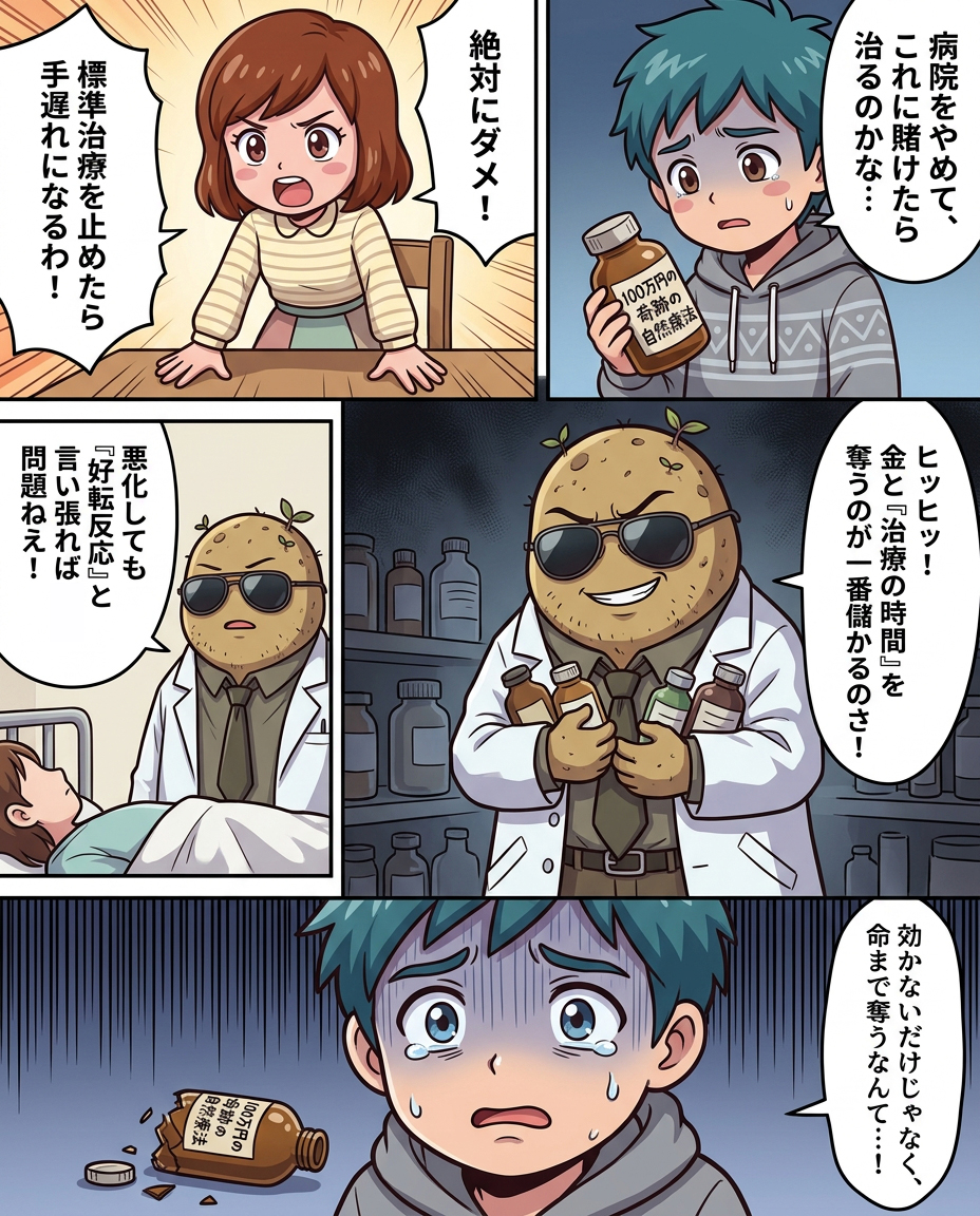 『100万円の奇跡の自然療法』と標準治療中止の罠!不安と治療の時間を奪う悪質医療ビジネスの闇 - 1