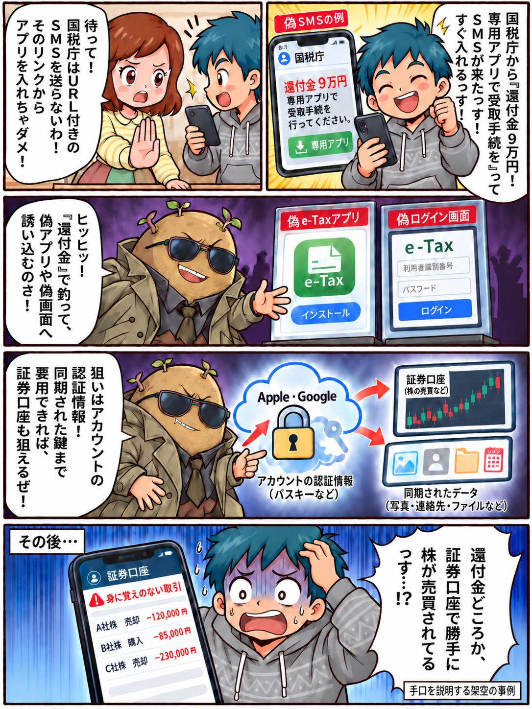 『還付金と証券口座』が同時に狙われた日!国税庁偽アプリとApple/Googleアカウント乗っ取り不正売買の闇